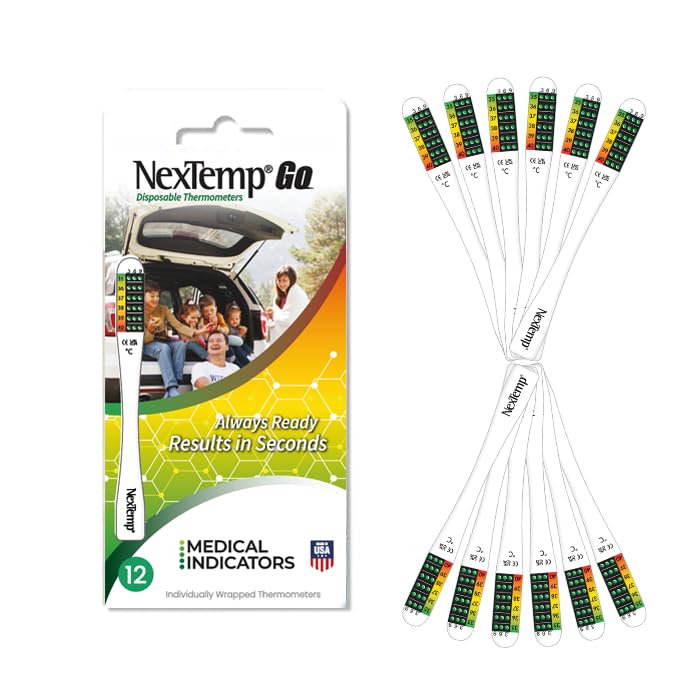 NEXTEMP ® Go - Ready When You are - Single-Use Disposable Thermometers - Results in Seconds, for Work, Home, & Travel (12-Pack (Celsius)) - Image 1